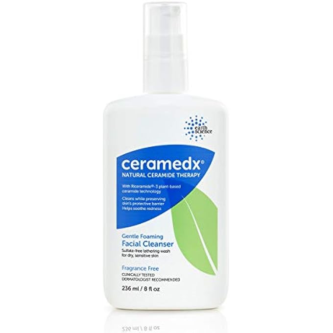Ceramedx منظف وجه رغوي لطيف | منظف سيراميد طبيعي للبشرة الجافة والحساسة | خالي من القسوة، نباتي وخالي من العطور | 8 أونصة سائلة - Image 1
